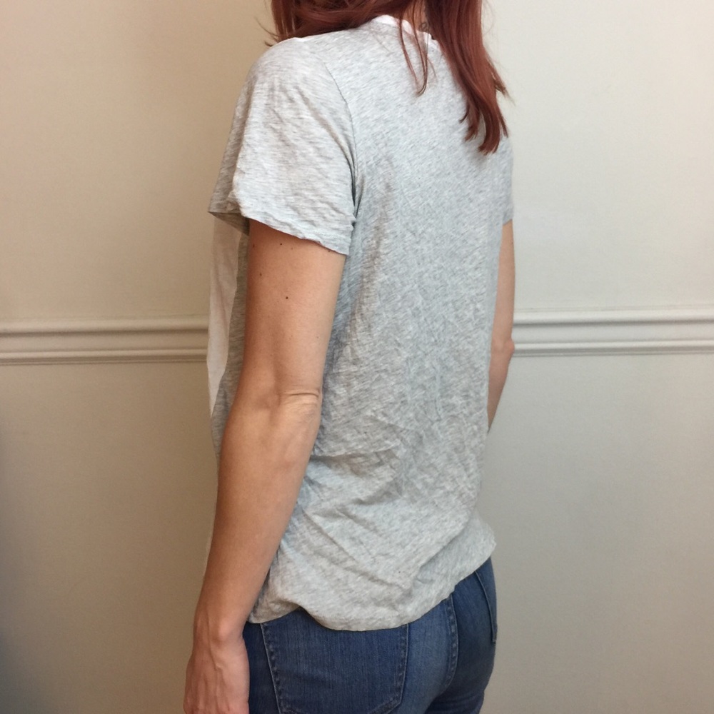 VINCE White Gray Color Block T-Shirt Blouse Top - Picture 8 of 8